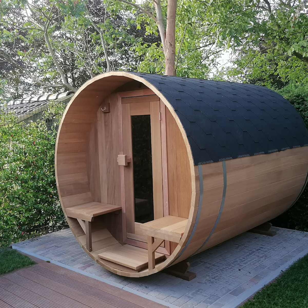 Modified Ayous barrel sauna 240 cm