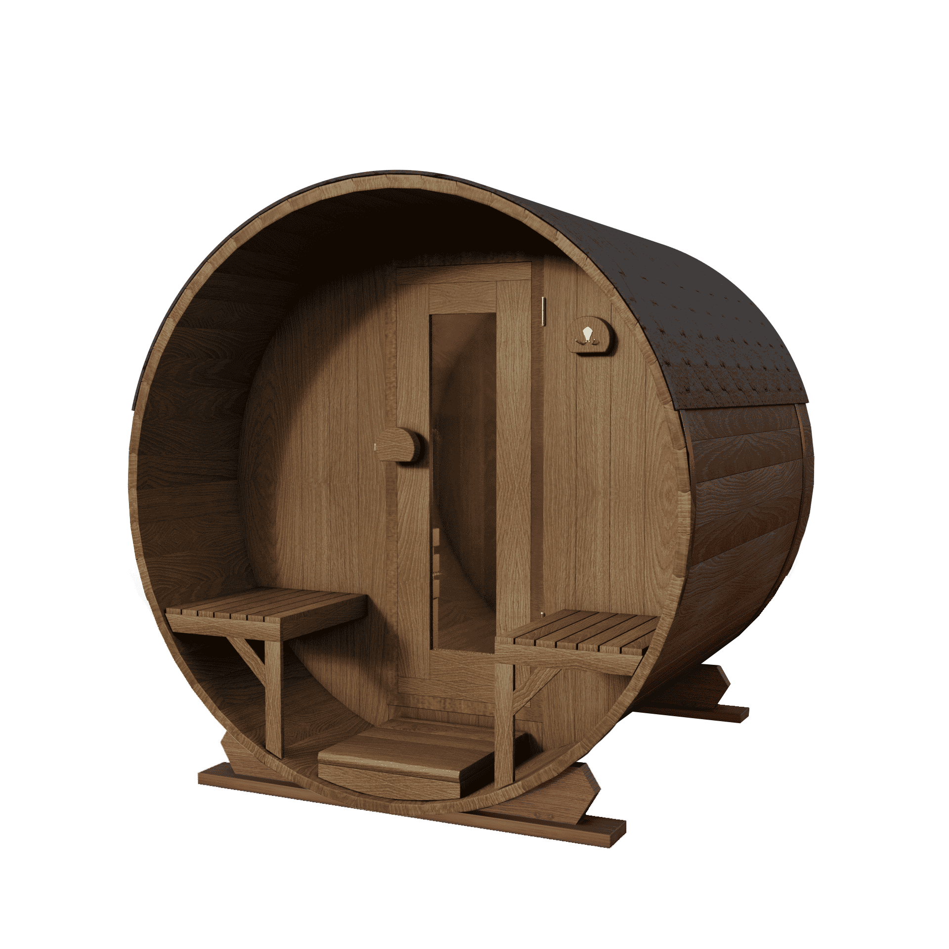 Houten barrelsauna gemodificeerd ayous