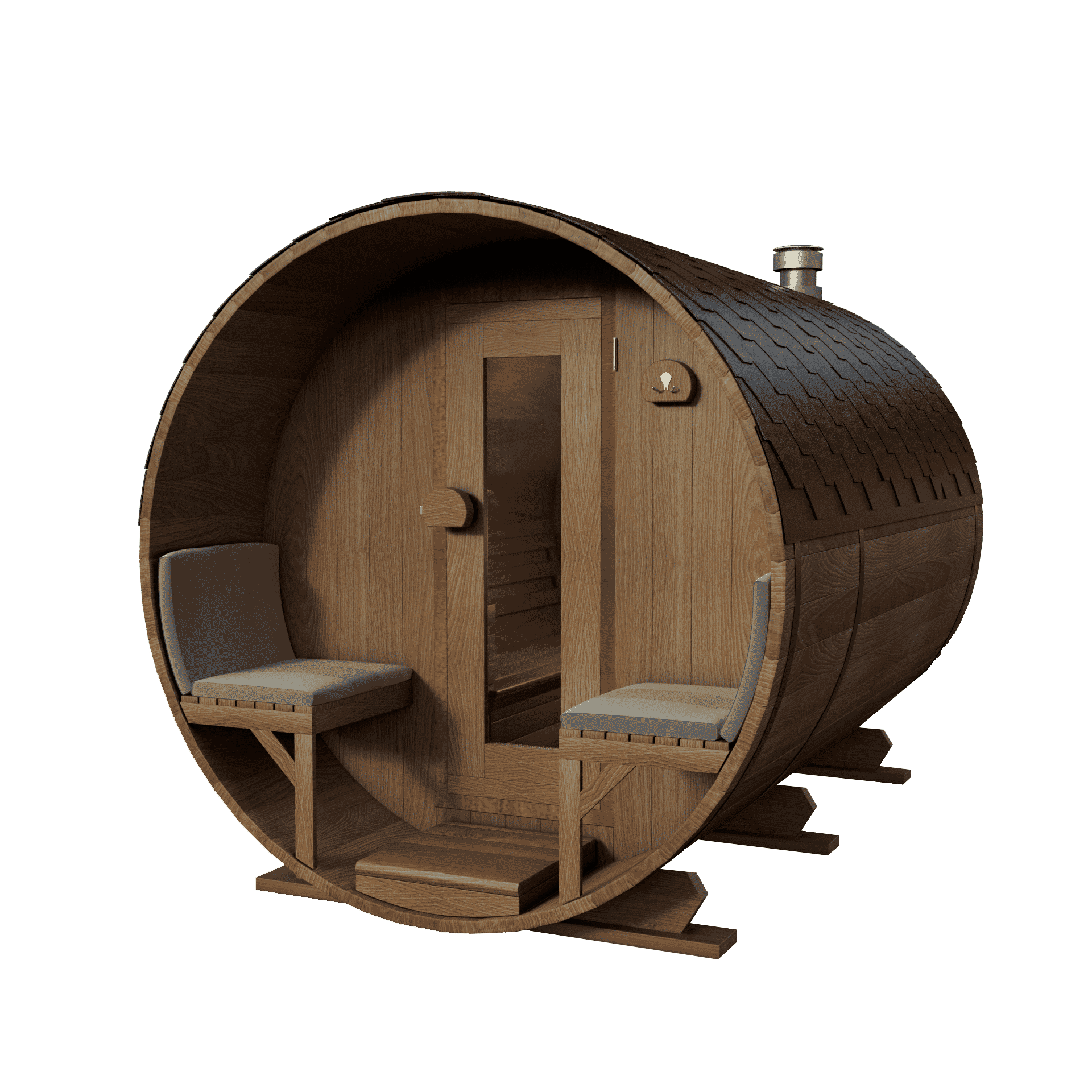 Modified Ayous barrel sauna 300 cm