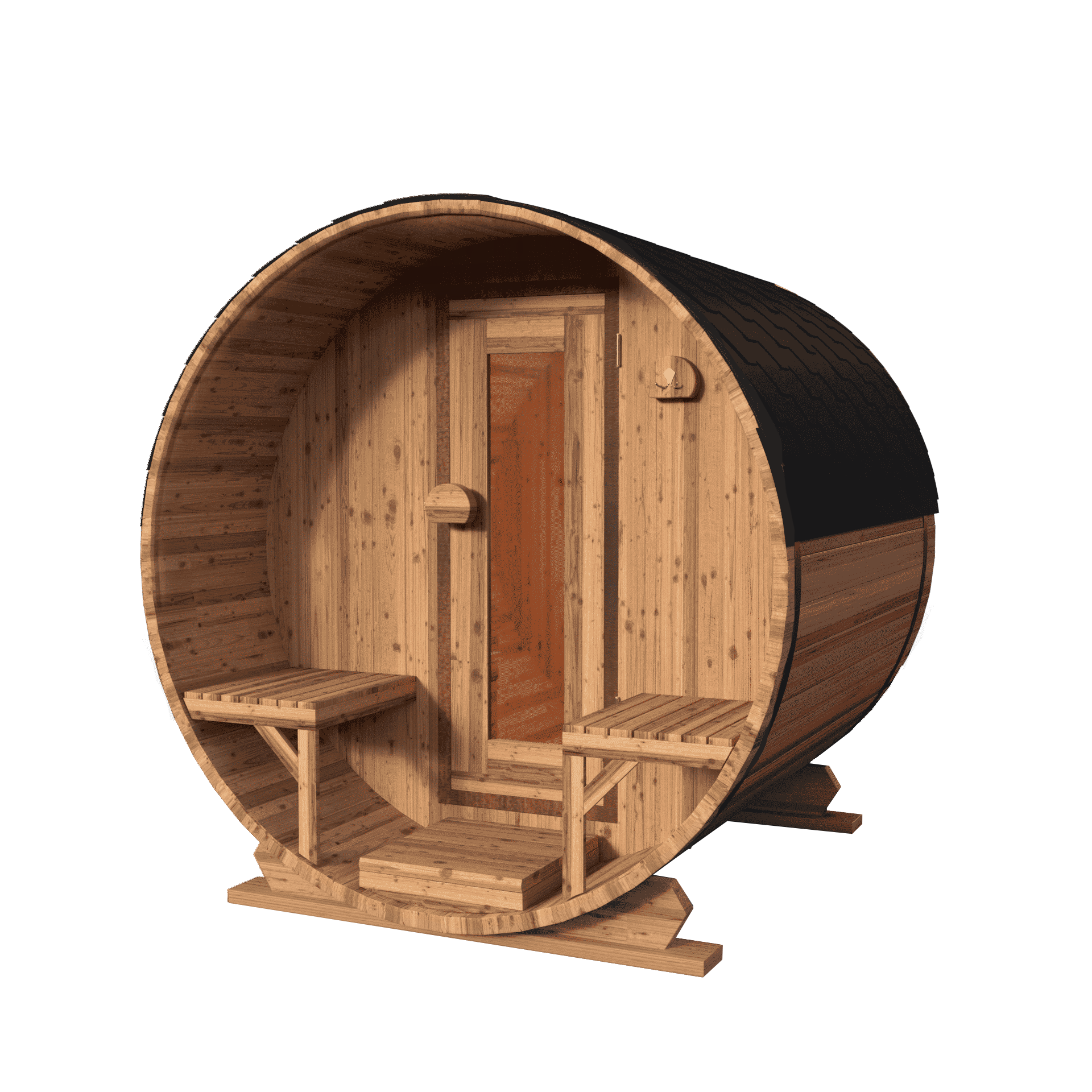 Red Knotty Cedar barrel sauna 160 cm