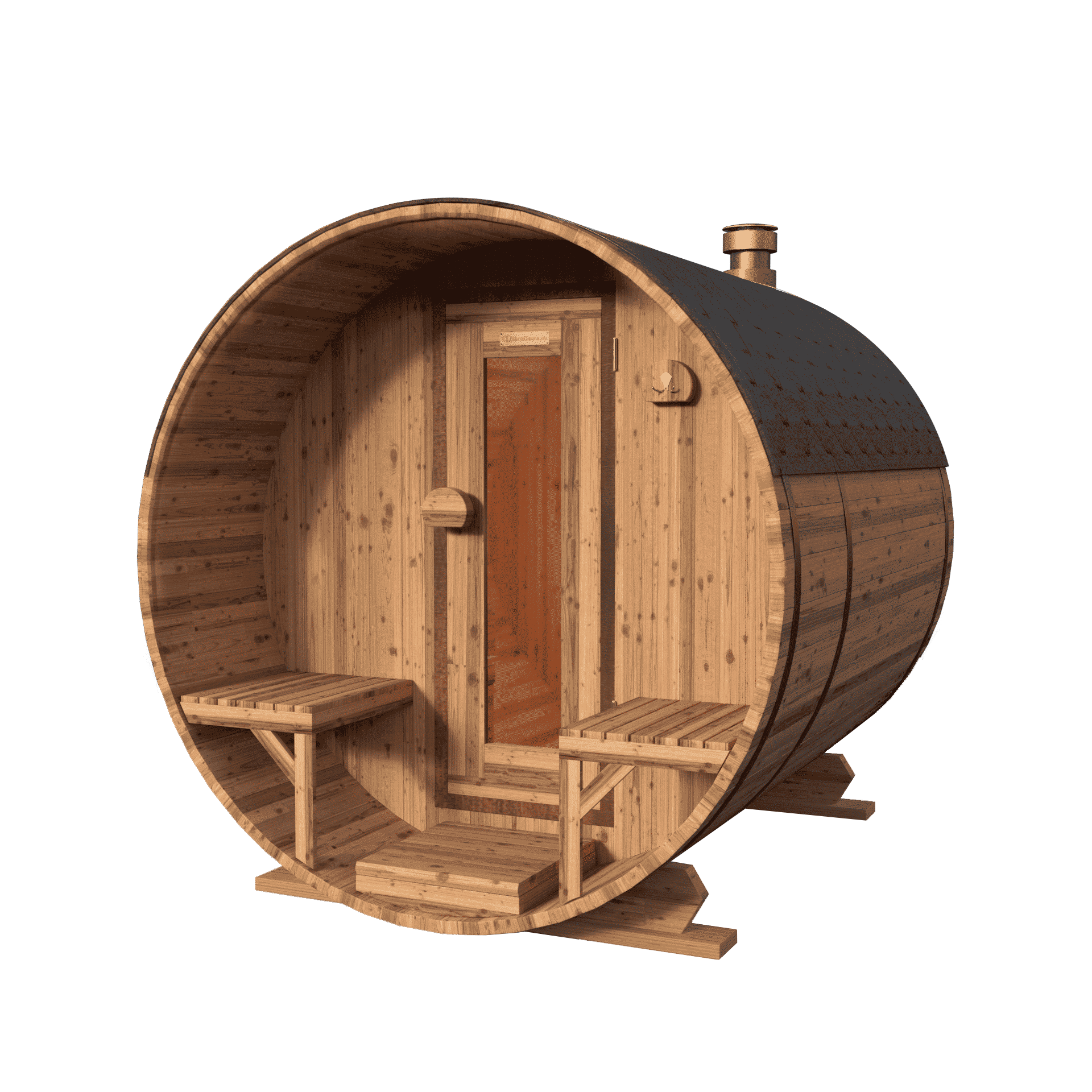 Red Knotty Cedar barrelsauna 240 cm