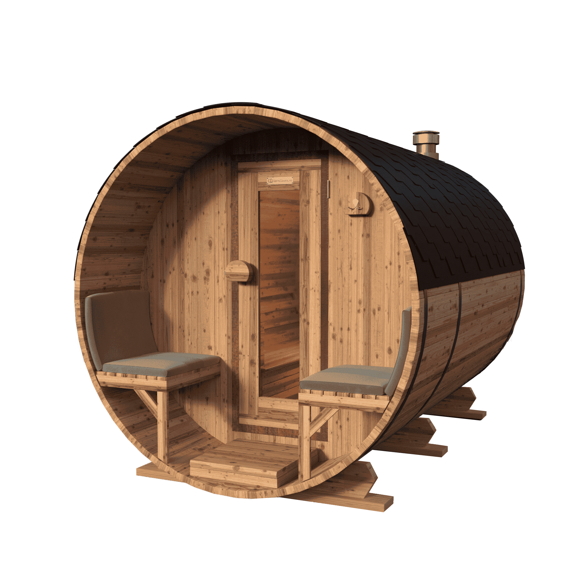 Red Knotty Cedar barrel sauna 300 cm